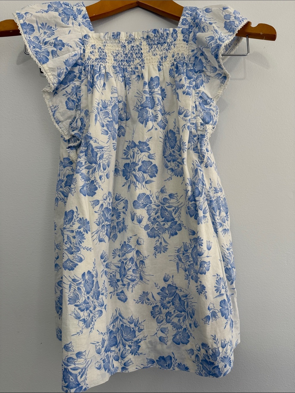 Polo by Ralph Lauren White Dress with Blue Floral Print